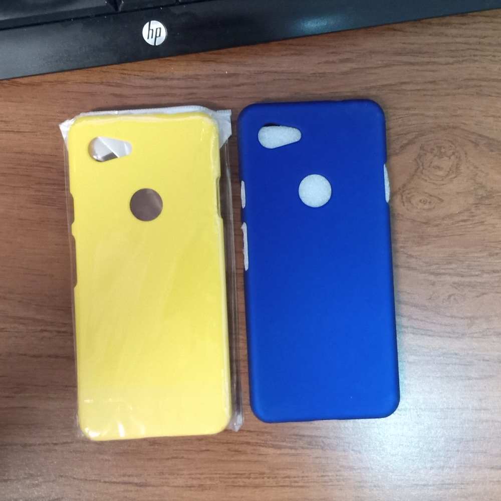 Google Pixal 3a phone cases-Hard resin plastic in cobalt blue and bright yellow